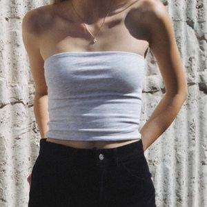BRANDY MELVILLE GREY CROP TUBE TOP